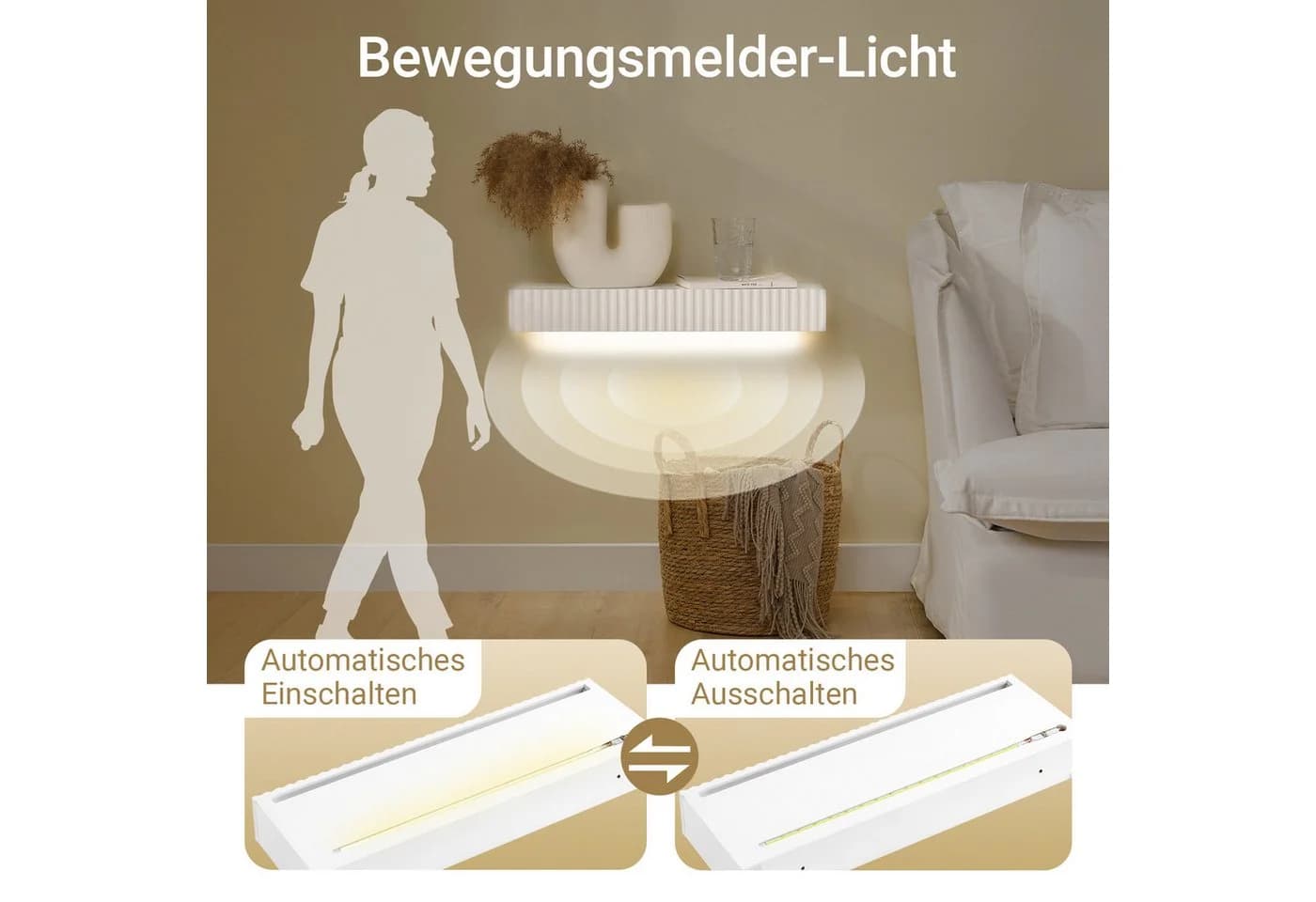 SoBuy Wandregal FHK38 Schweberegal mit Schublade LED-Bewegungssensor-Licht - Bild 3