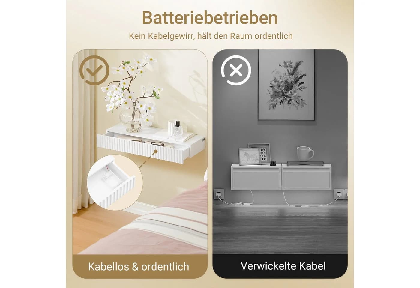 SoBuy Wandregal FHK38 Schweberegal mit Schublade LED-Bewegungssensor-Licht - Bild 4