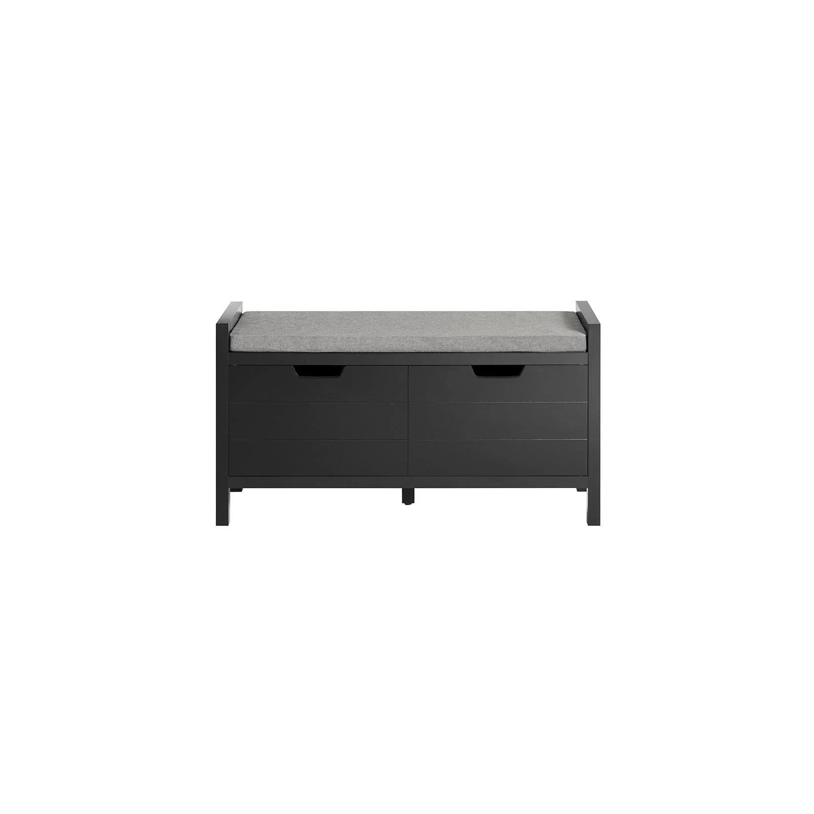 SoBuy Schuhbank FSR63-II Weiß/Schwarz mit Sitzfläche und Stauraum