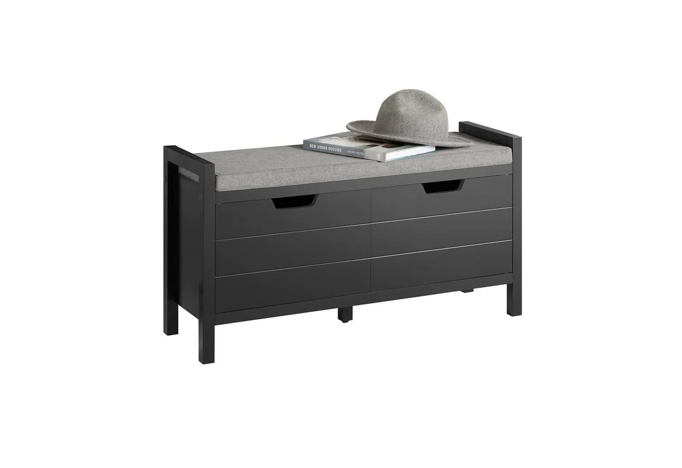 SoBuy Schuhbank FSR63-II Weiß/Schwarz mit Sitzfläche und Stauraum - Bild 3