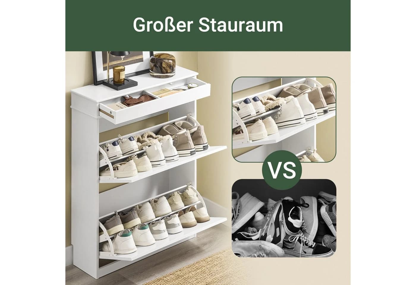 SoBuy Schuhschrank Weiß mit 1 Schublade 75x96x24cm - Bild 4