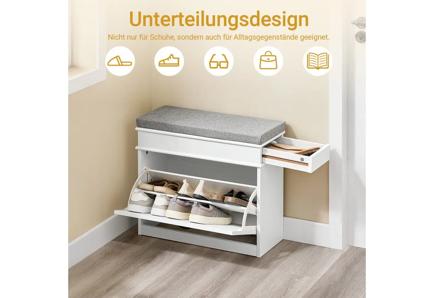 SoBuy Schuhschrank Schuhkipper Schuhregal Schuhbank mit Klappen - Bild 2