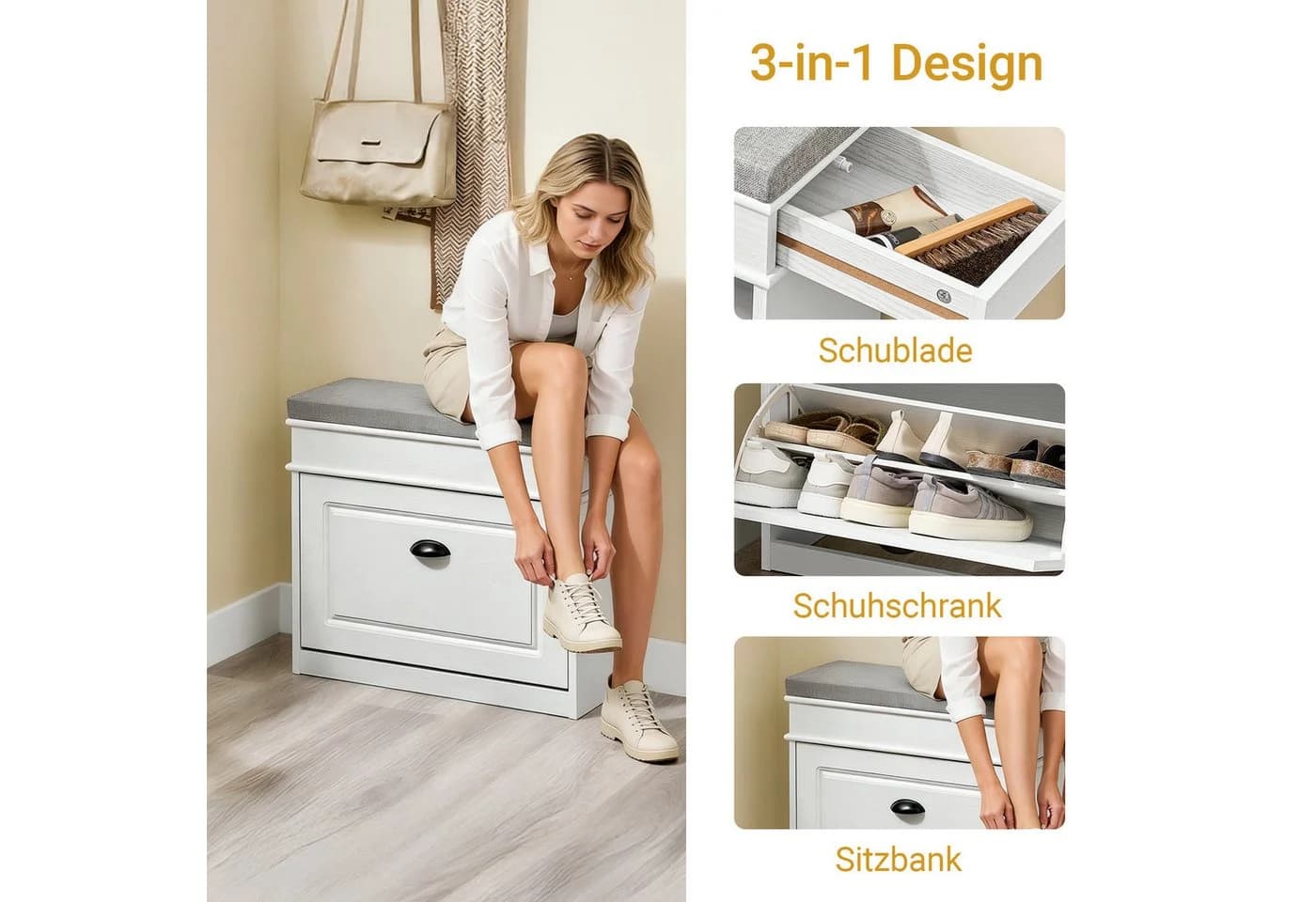 SoBuy Schuhschrank Schuhkipper Schuhregal Schuhbank mit Klappen - Bild 5