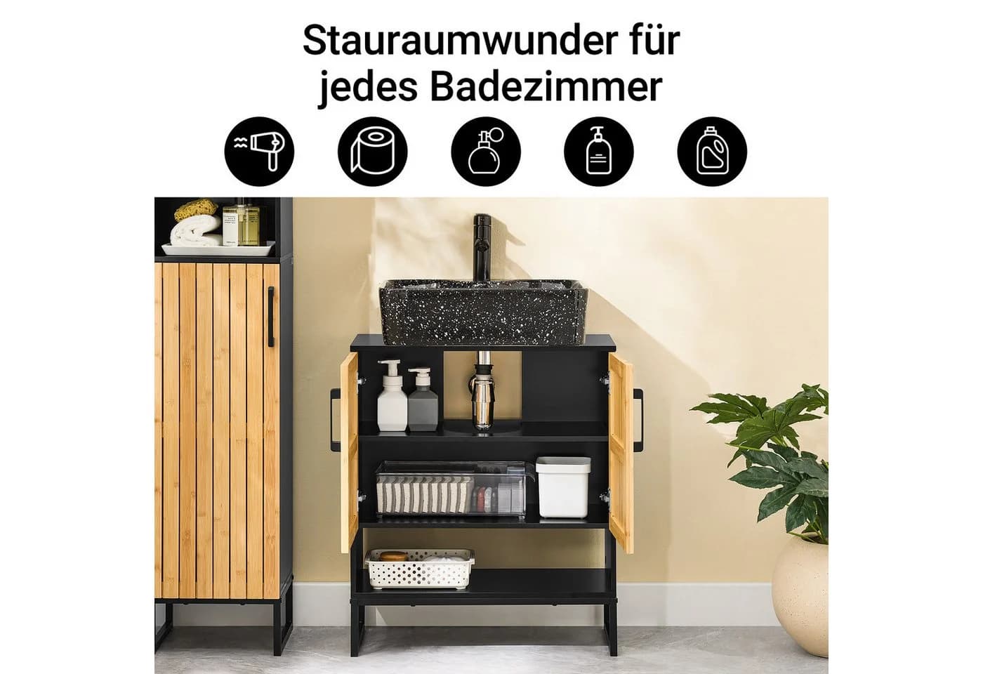 SoBuy Waschbeckenunterschrank BZR202 60 cm breit Badezimmerschrank - Bild 4