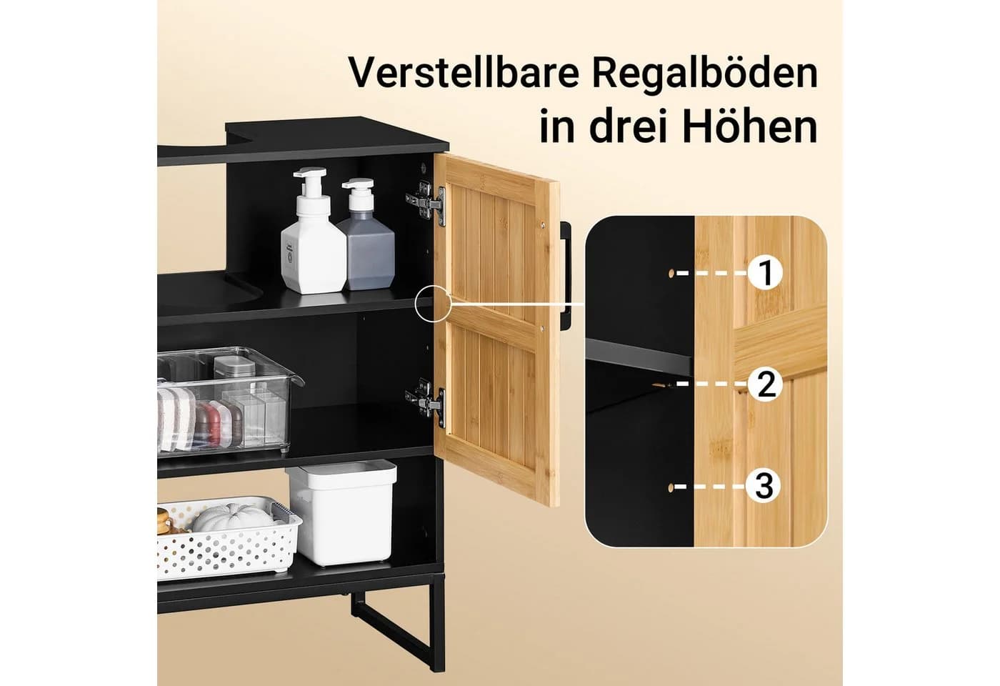 SoBuy Waschbeckenunterschrank BZR202 60 cm breit Badezimmerschrank - Bild 5