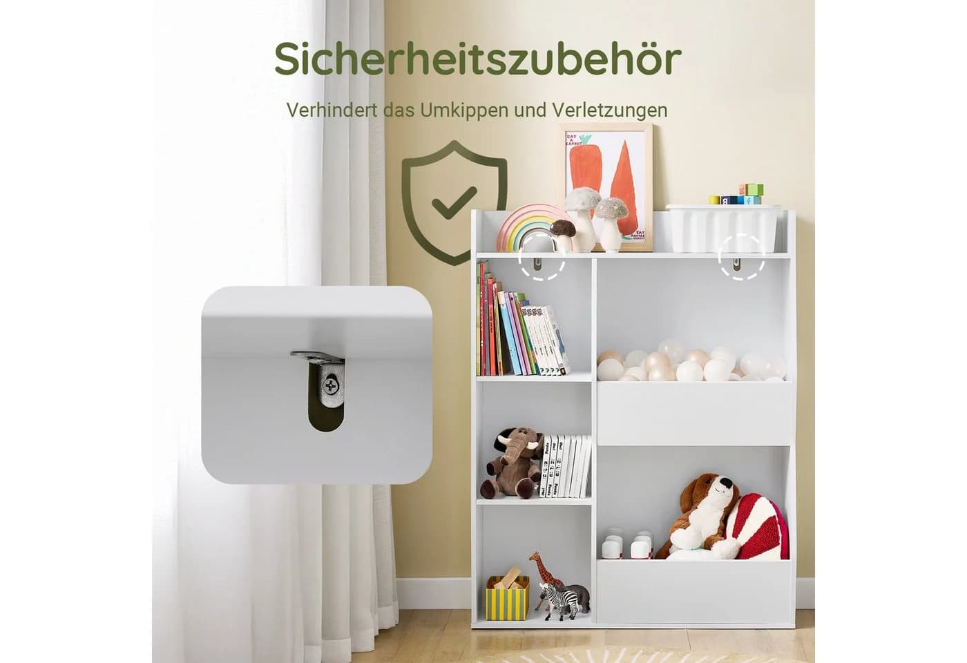 SoBuy Bücherregal KMB55 Weiß/Grün Montessori Kinderregal 5 Fächer - Bild 5