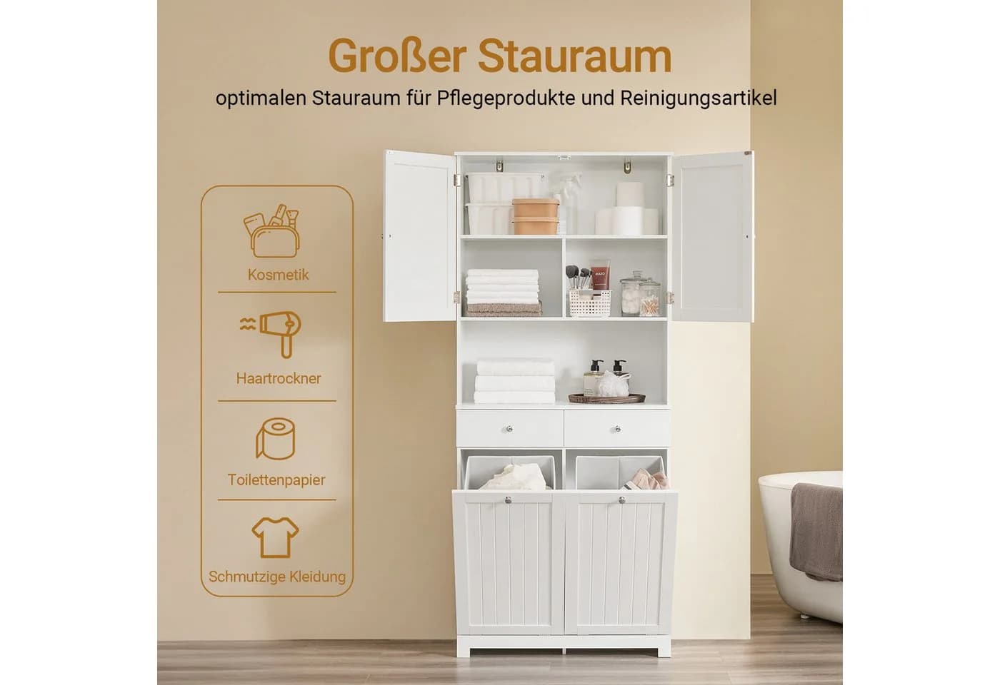 SoBuy Badkommode BZR215 Badezimmerschrank Weiß - Bild 2
