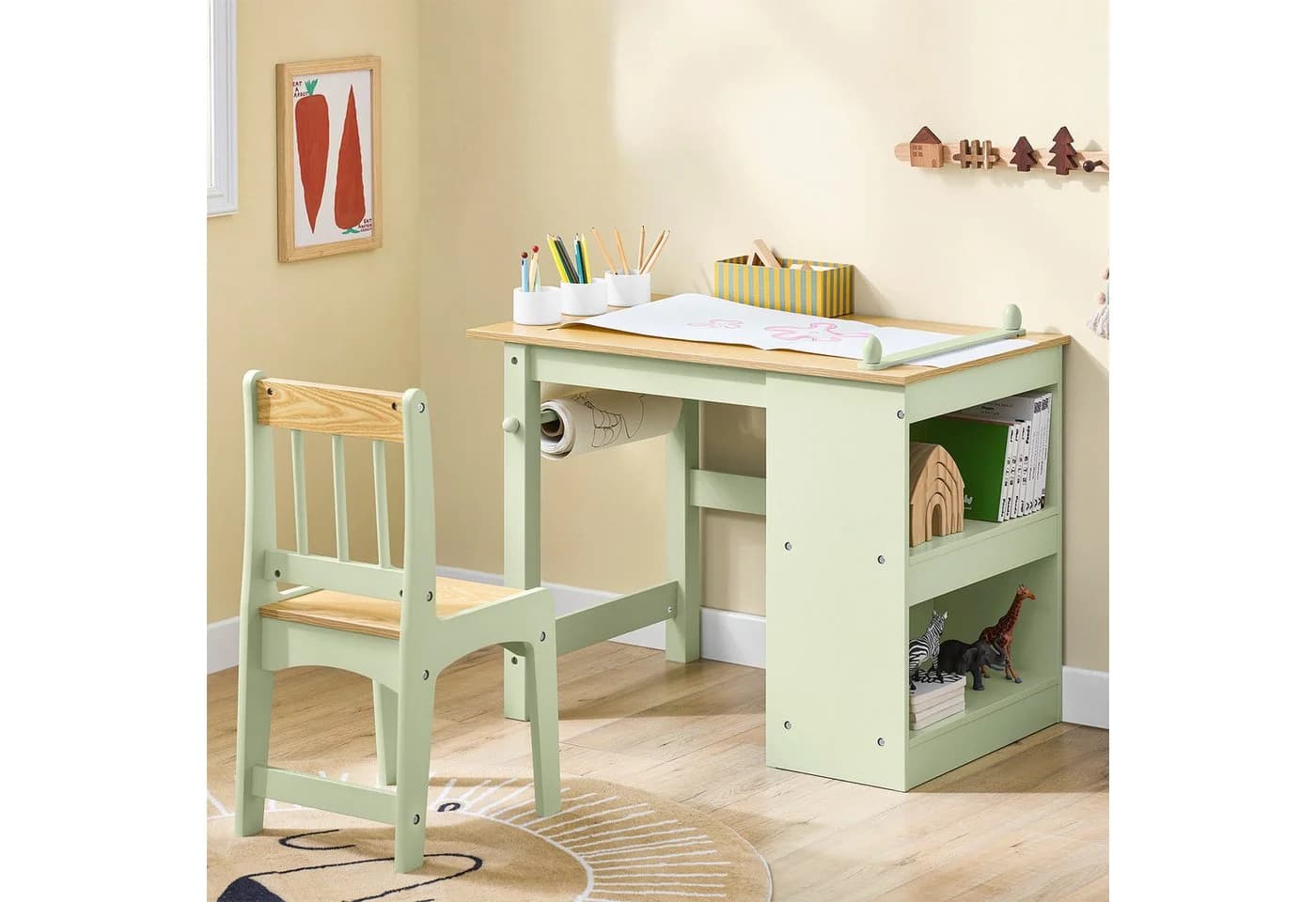 SoBuy Kindersitzgruppe KMB60 Spieltisch mit 1 Stuhl Multifunktions Set Grün - Bild 4