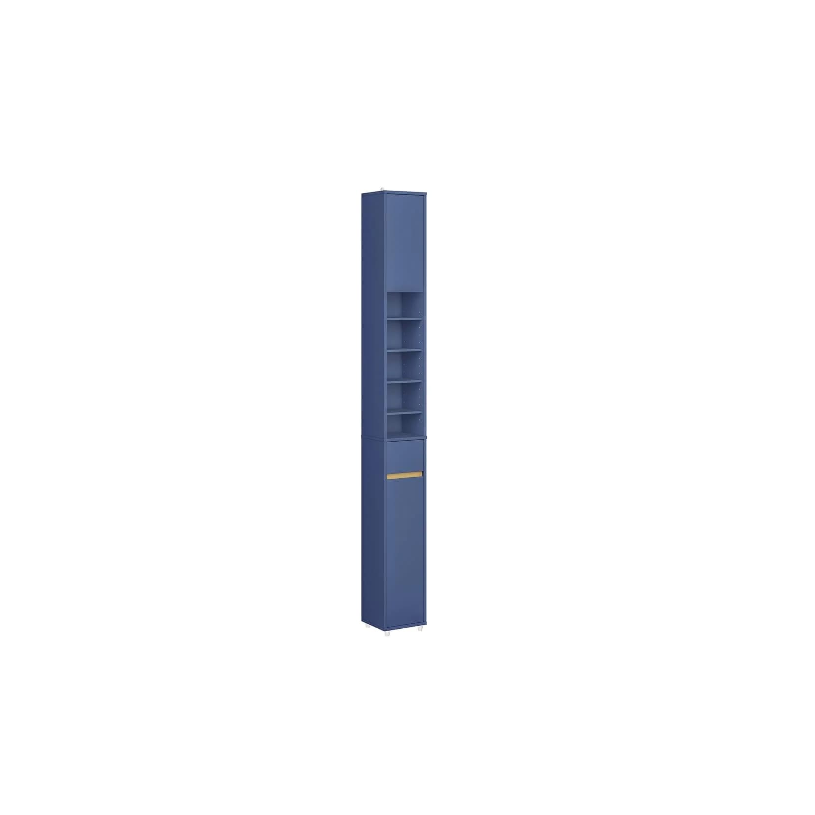SoBuy Badezimmer-Hochschrank mit 1 Schublade Blau