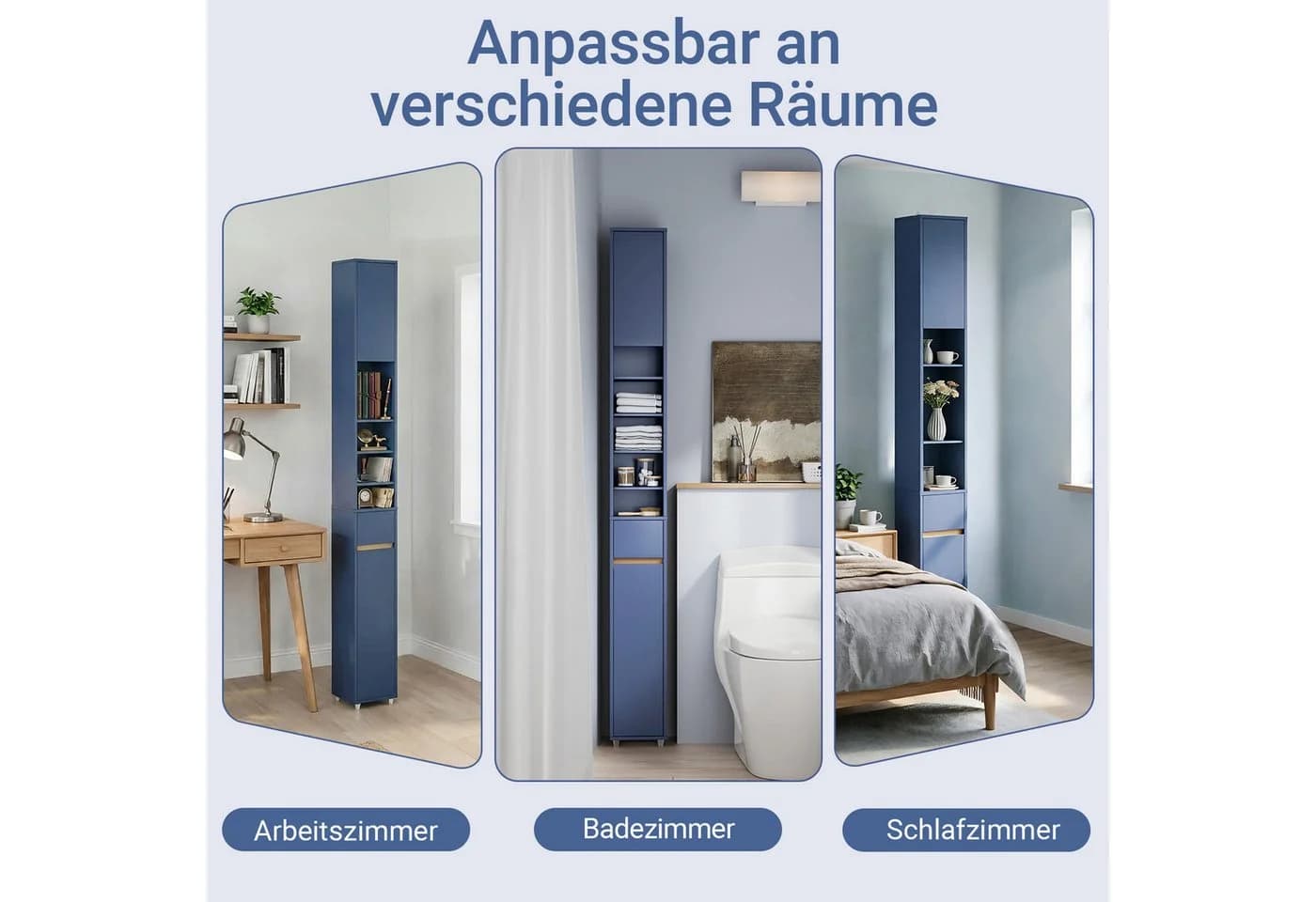 SoBuy Badezimmer-Hochschrank mit 1 Schublade Blau - Bild 2