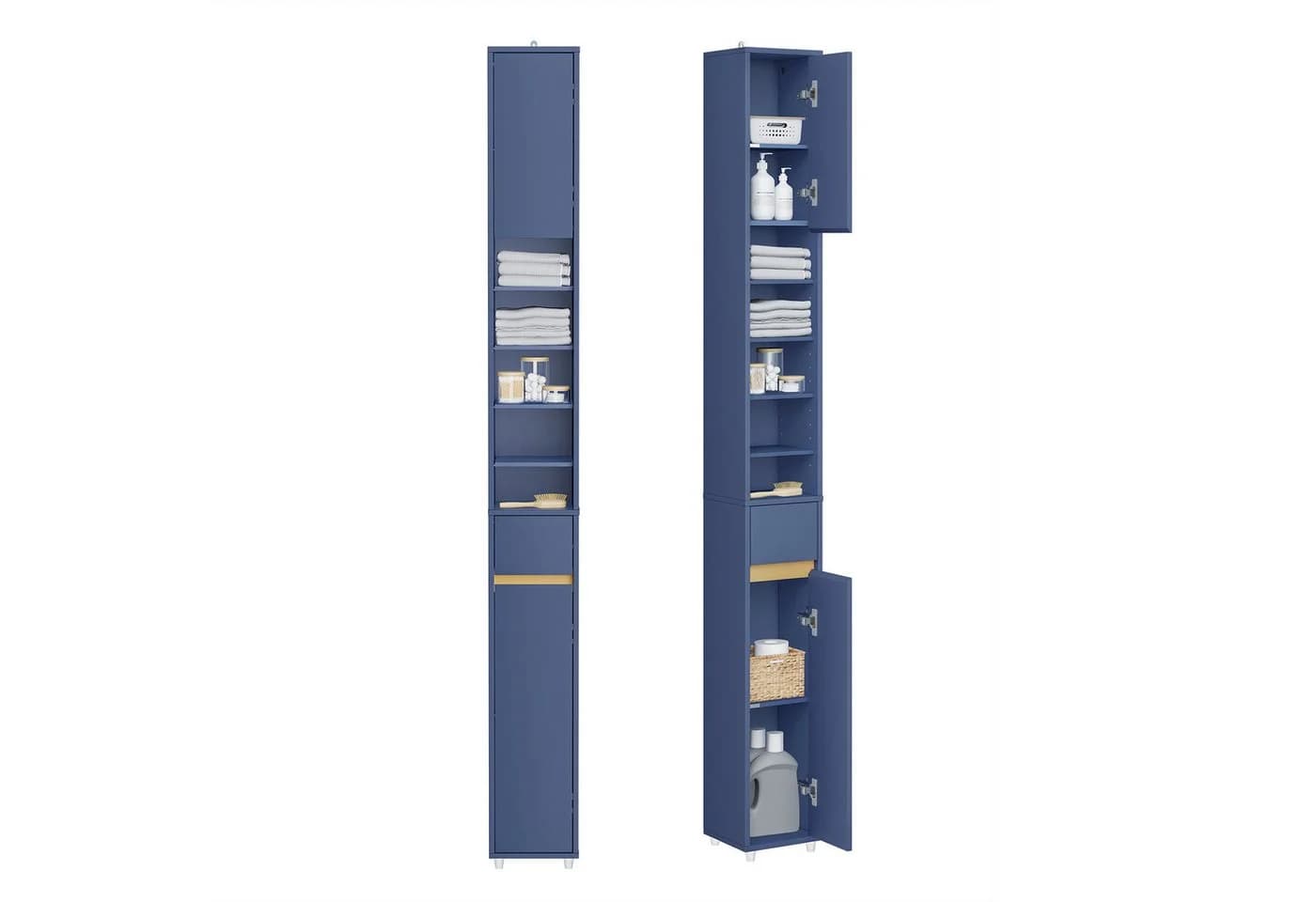 SoBuy Badezimmer-Hochschrank mit 1 Schublade Blau - Bild 3