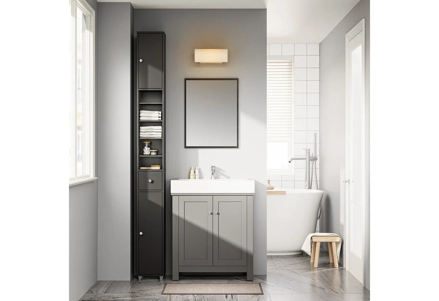 SoBuy Badkommode BZR34-II Badschrank schmal Badezimmer - Bild 2