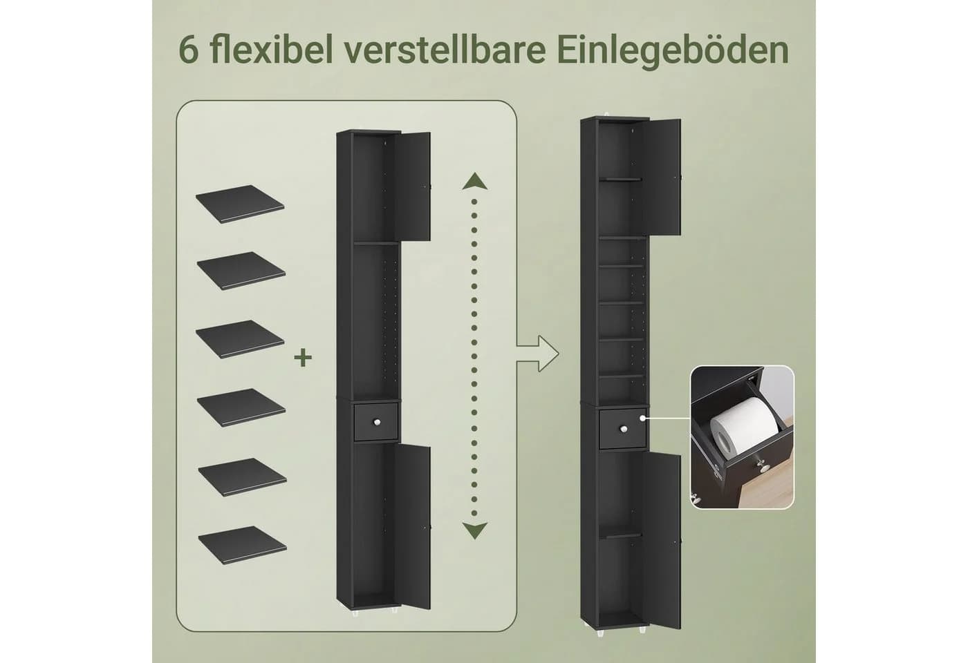 SoBuy Badkommode BZR34-II Badschrank schmal Badezimmer - Bild 5
