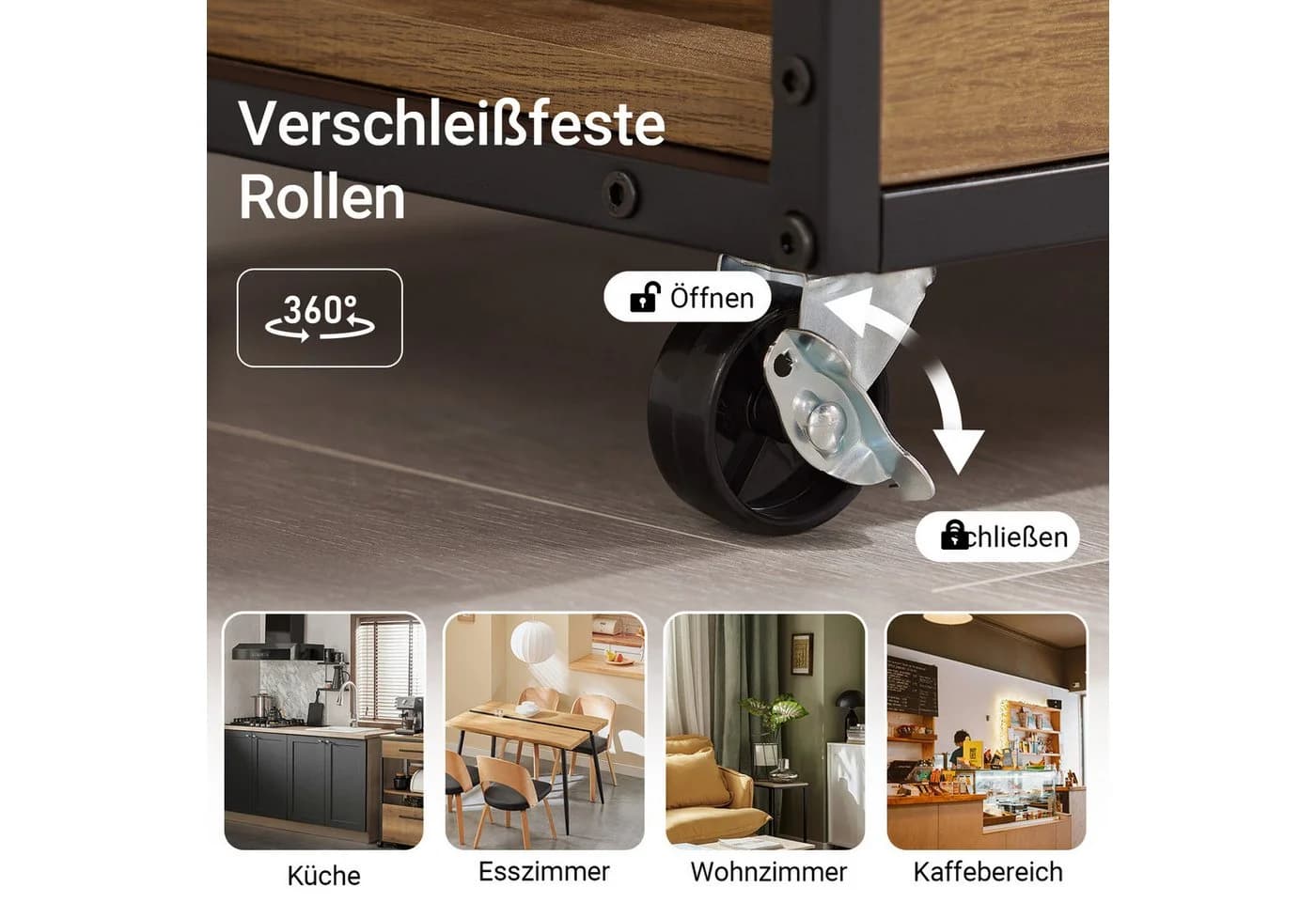 SoBuy Küchenwagen FKW45 auf Rollen, Kücheninsel, Küchenregal, Servierwagen mit Flaschenablagen - Bild 5