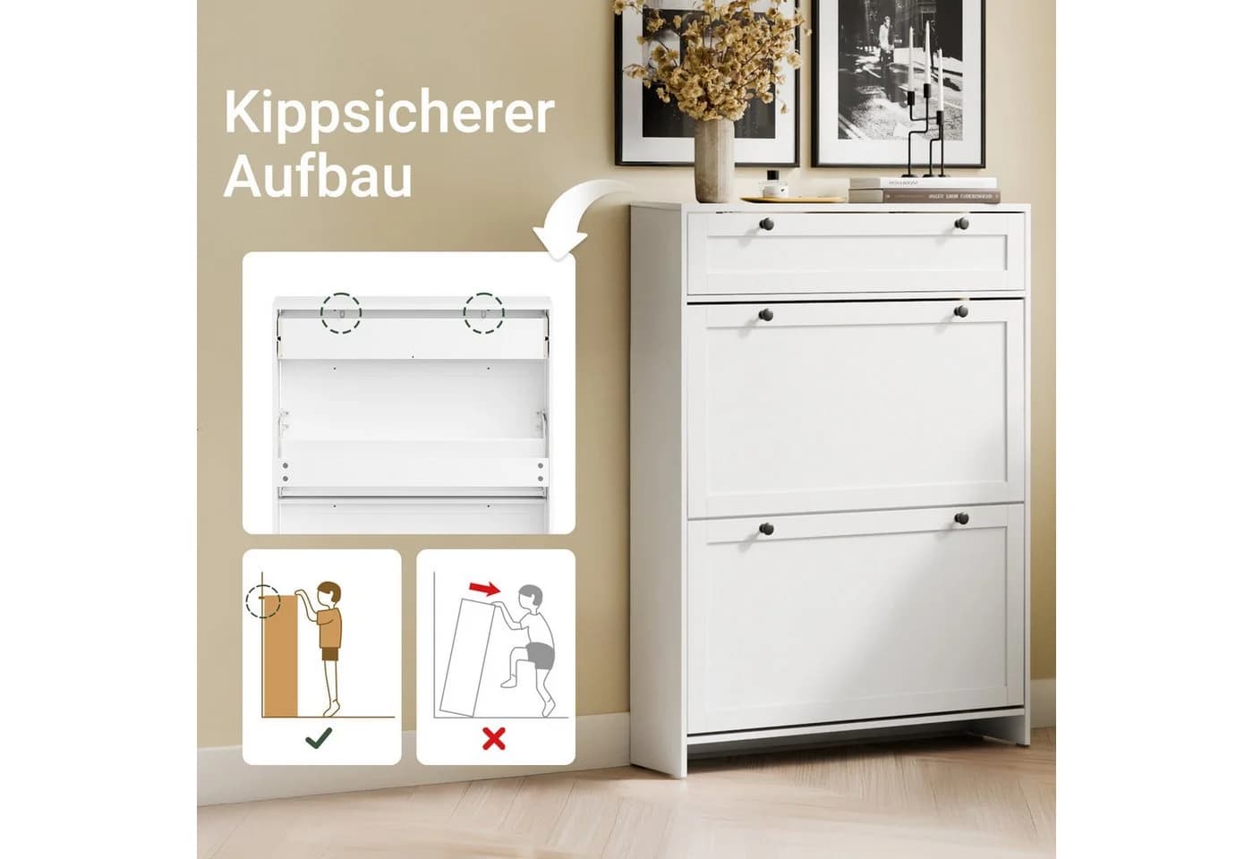 SoBuy Schuhkipper FSR207 Schuhschrank Weiß Schmal - Bild 5