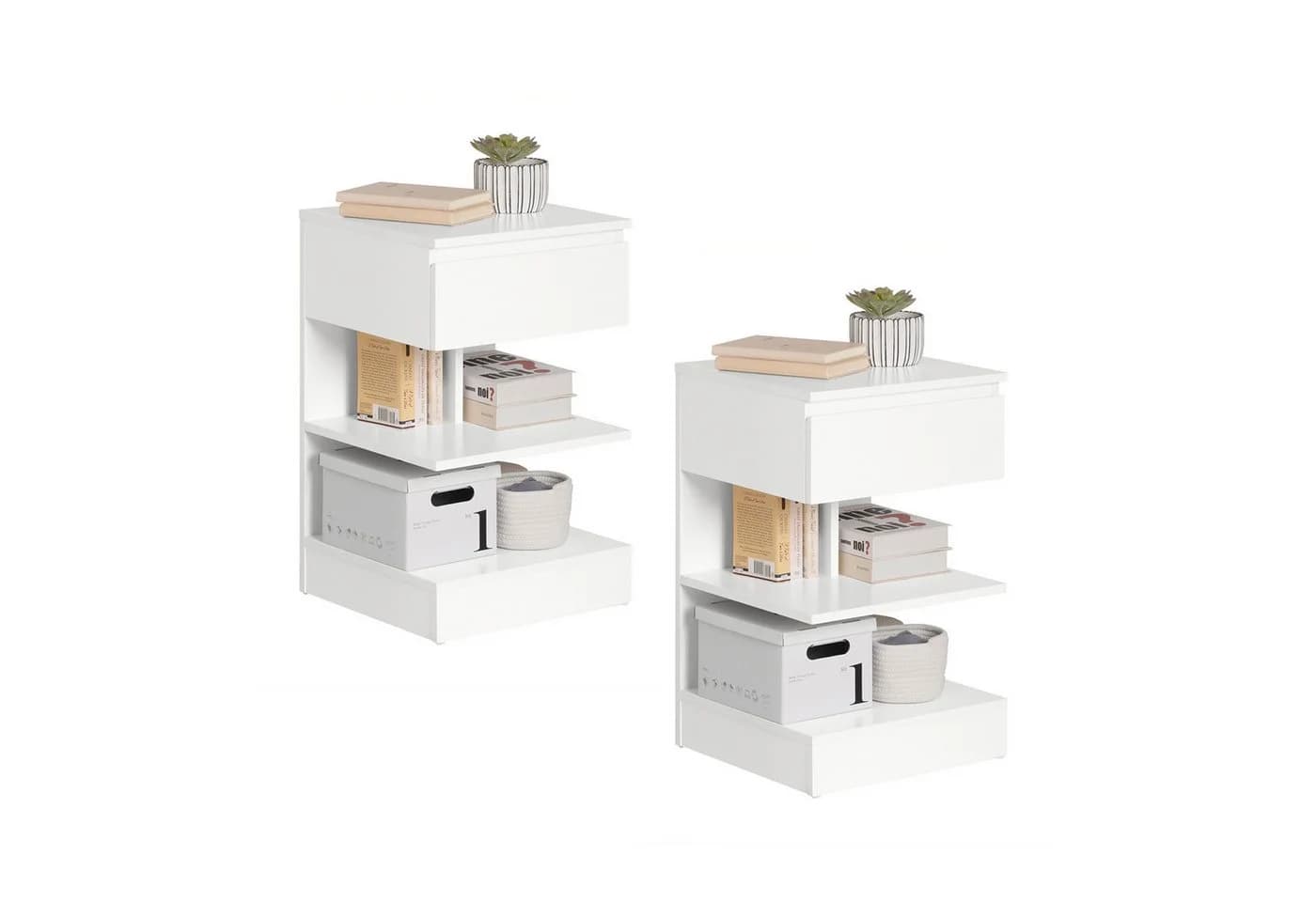SoBuy Nachttisch FBT49, schmaler Nachttisch mit Schublade und offener Ablage - Bild 3