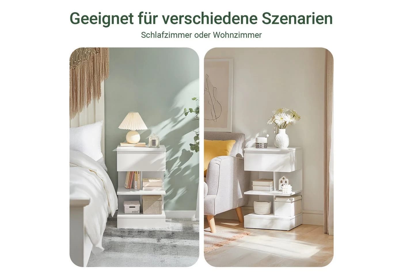 SoBuy Nachttisch FBT49, schmaler Nachttisch mit Schublade und offener Ablage - Bild 4