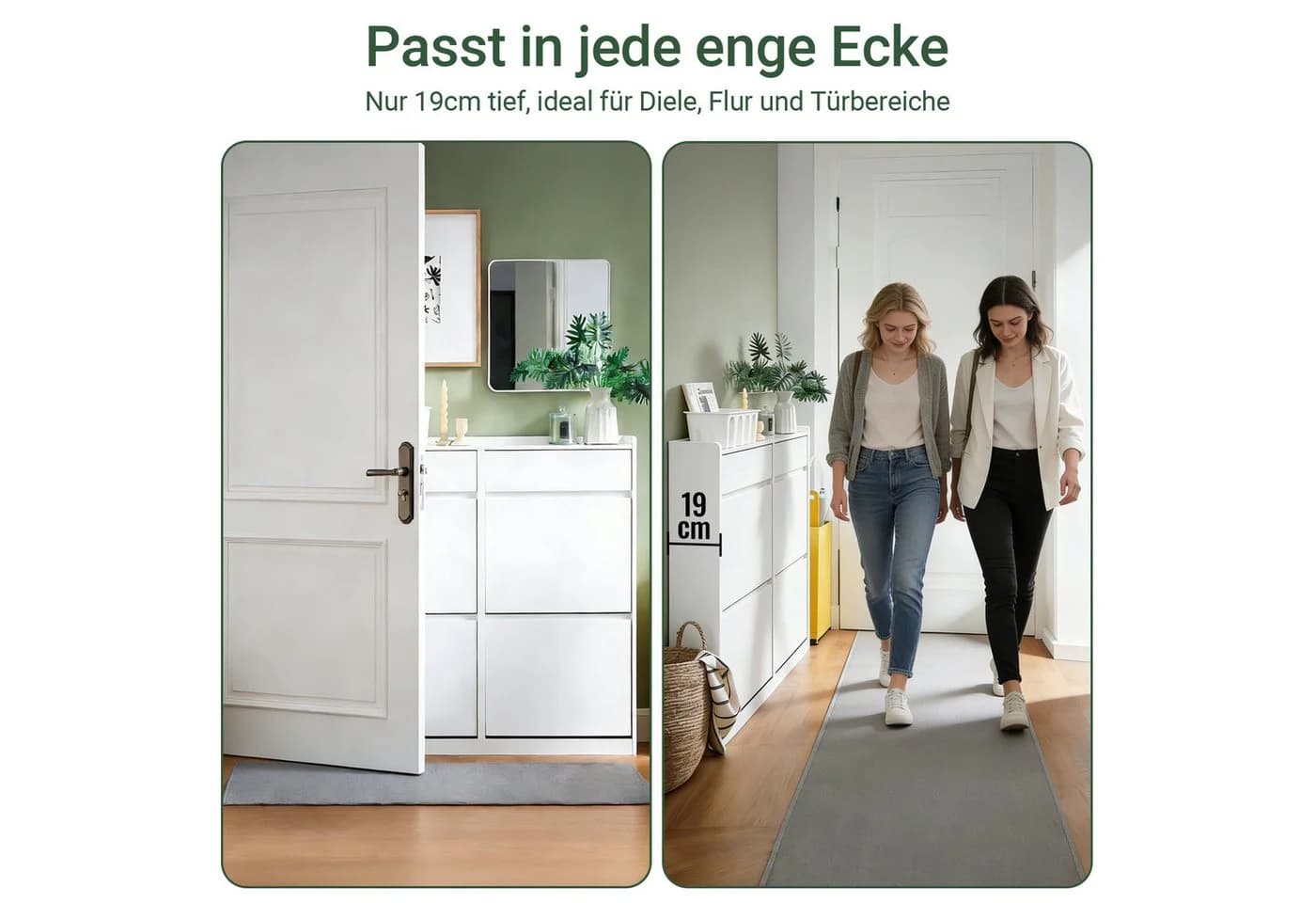 SoBuy Schuhschrank FSR169 Schuhschrank schmal 4 Klappen 2 Schubladen für 10 Paar