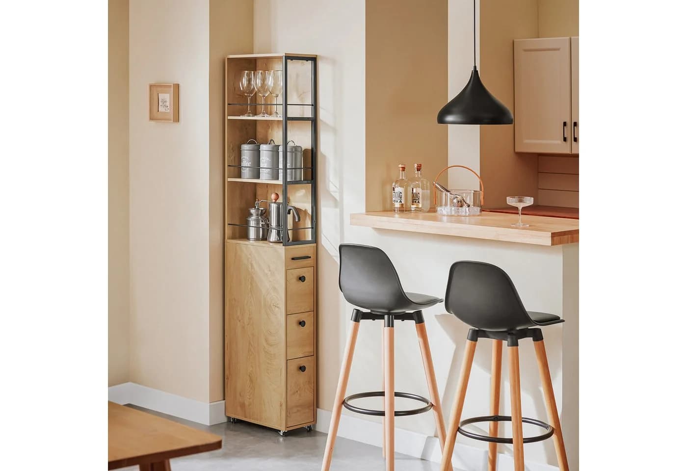 SoBuy Badkommode NSR13 Hochschrank mit 4 Schubladen