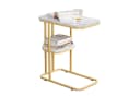 SoBuy Beistelltisch FBT110 C-Form Weiß-Gold Wohnzimmertisch Bild 1