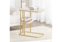 SoBuy Beistelltisch FBT110 C-Form Weiß-Gold Wohnzimmertisch Bild 3