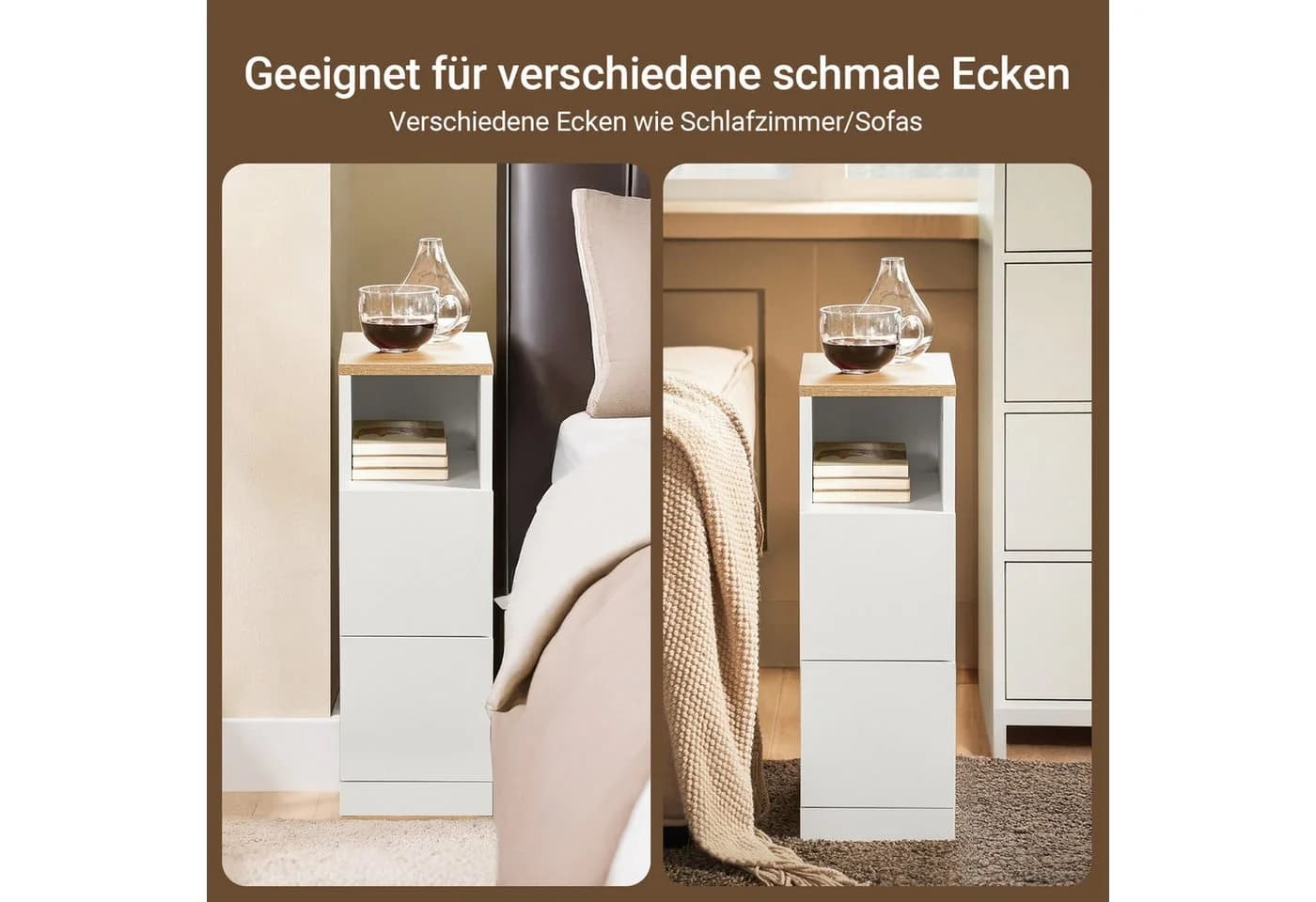 SoBuy Nachttisch FBT149 Weiß 2 Schubladen Holzwerkstoff - Bild 3