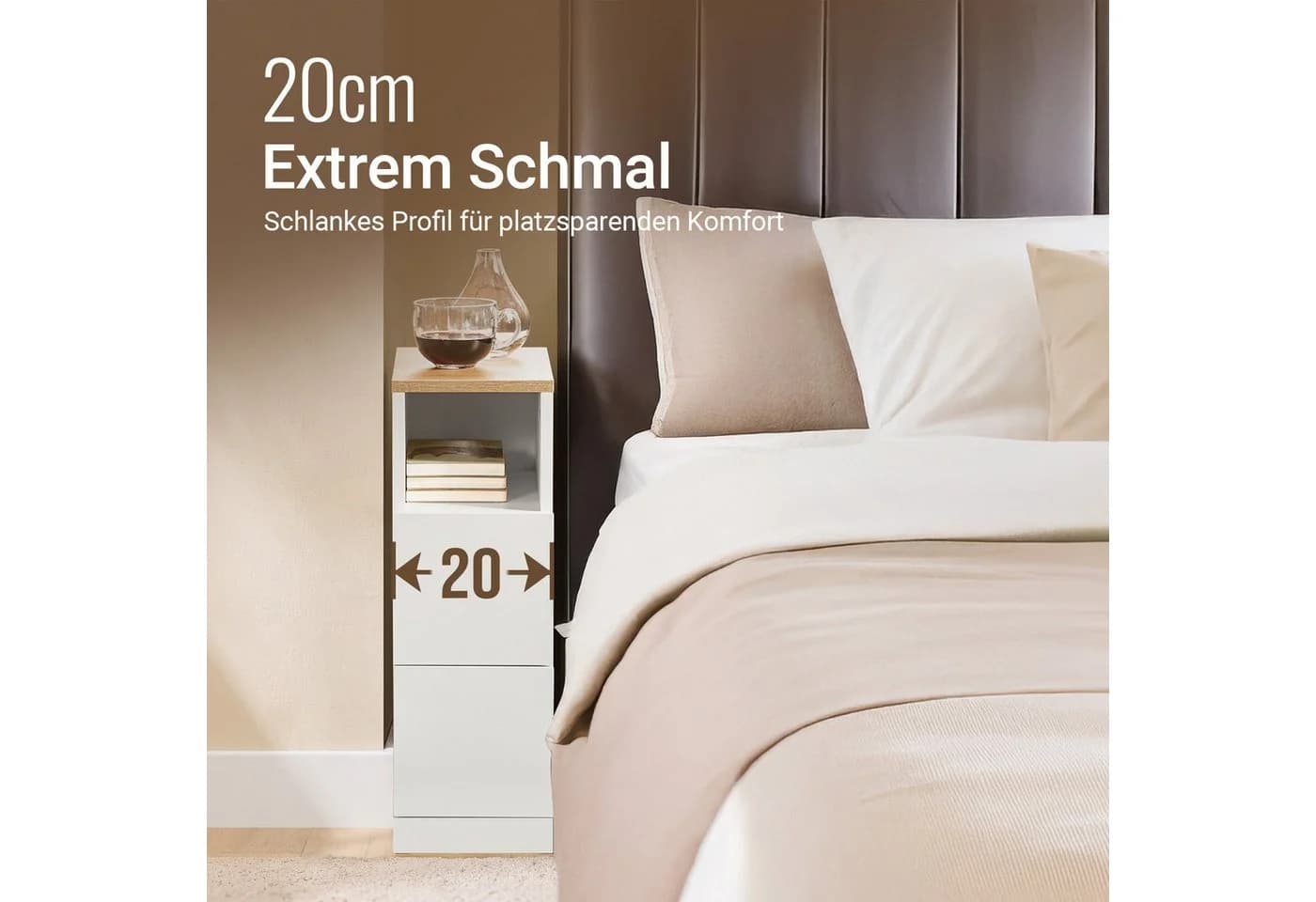 SoBuy Nachttisch FBT149 Weiß 2 Schubladen Holzwerkstoff - Bild 5