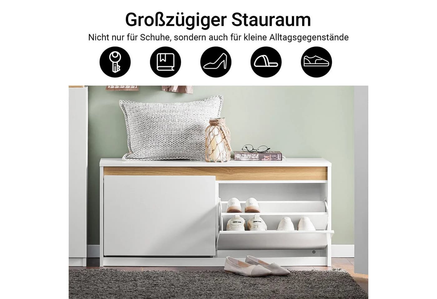 SoBuy Schuhkipper FSR171 Schuhbank Sitzbank Stauraum