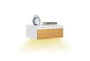 SoBuy Nachttisch FBT174 Wandregal mit Licht & Schubladen Weiß-Natur Bild 2