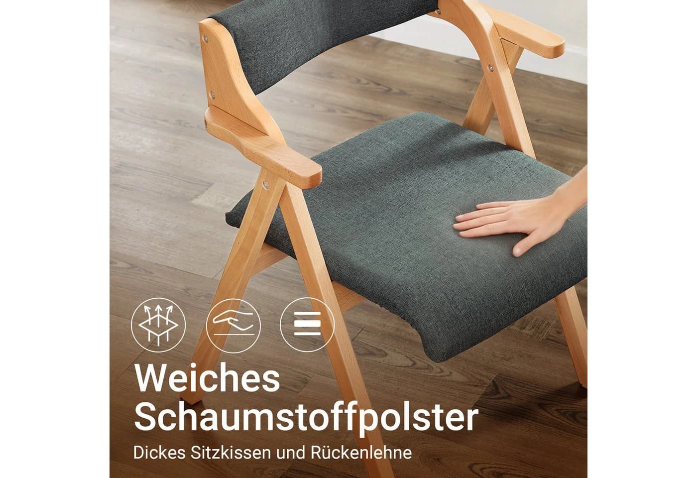 SoBuy Klappstuhl FST98 Grau Buchenholz mit Polsterung - Bild 4