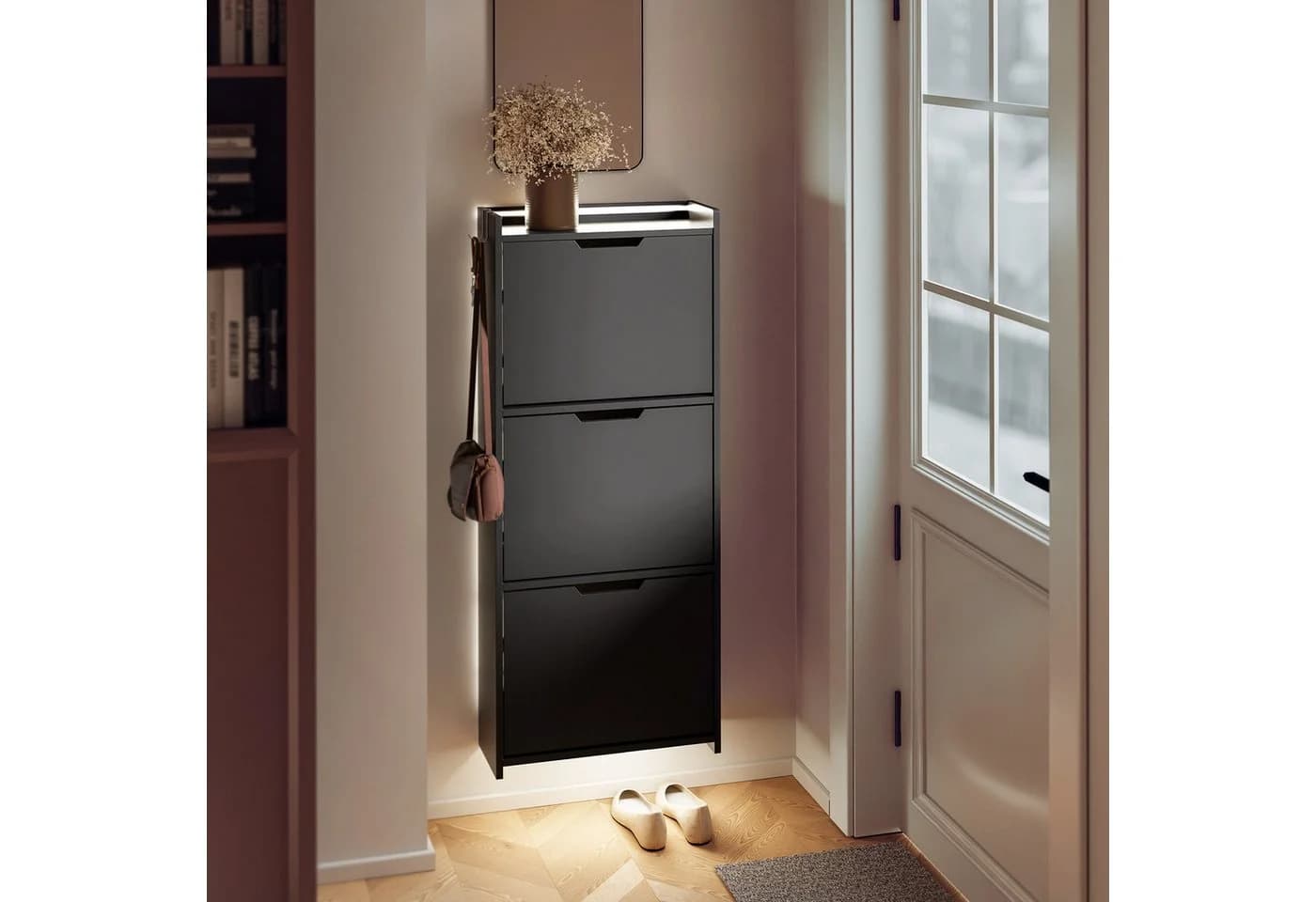 SoBuy Schuhschrank FSR151-H-E Weiß/Schwarz mit Sensorlicht - Bild 2