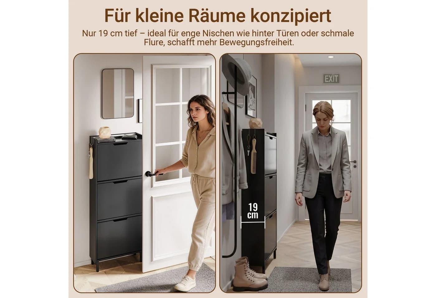 SoBuy Schuhschrank FSR151-H-E Weiß/Schwarz mit Sensorlicht - Bild 4