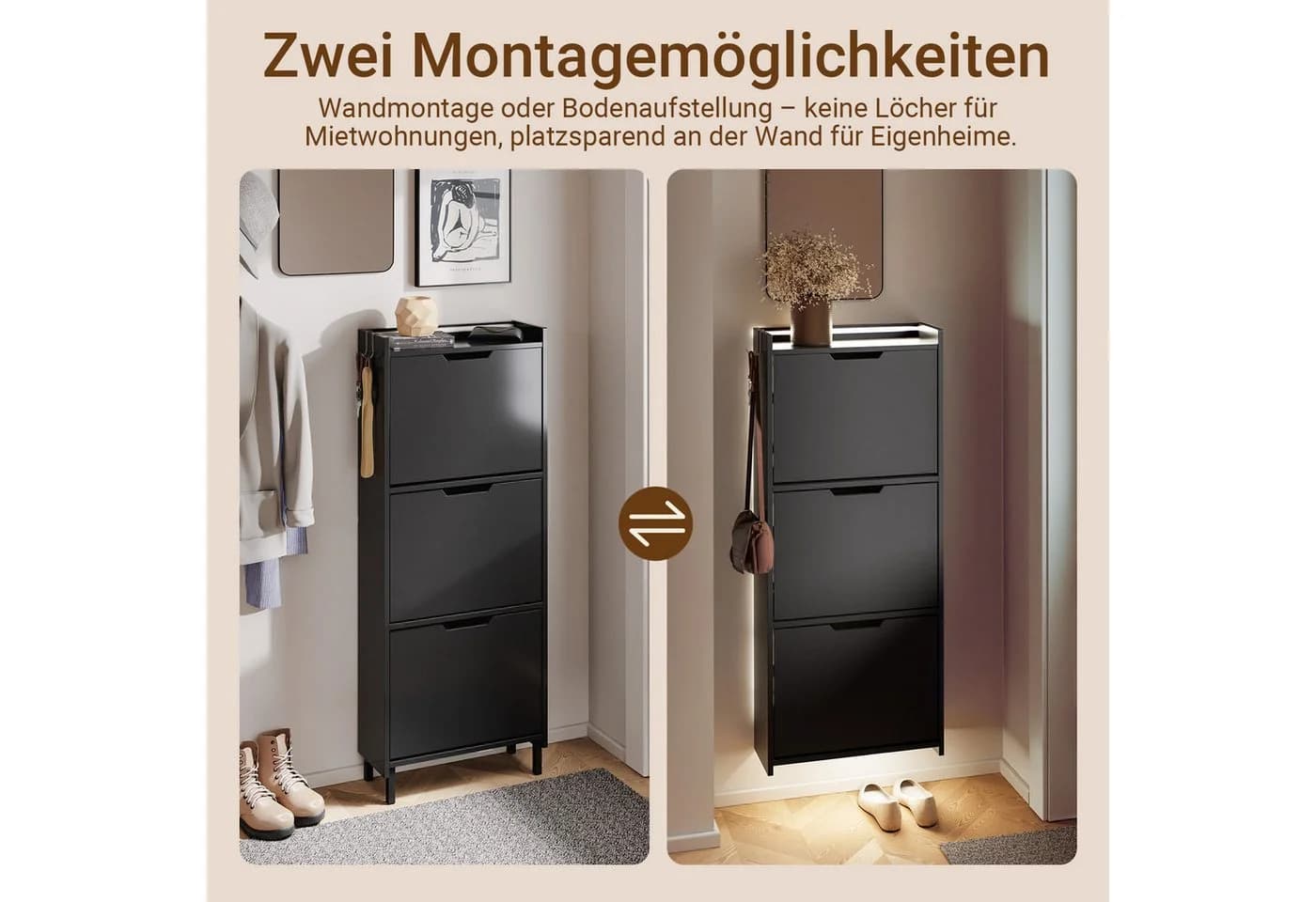 SoBuy Schuhschrank FSR151-H-E Weiß/Schwarz mit Sensorlicht - Bild 5