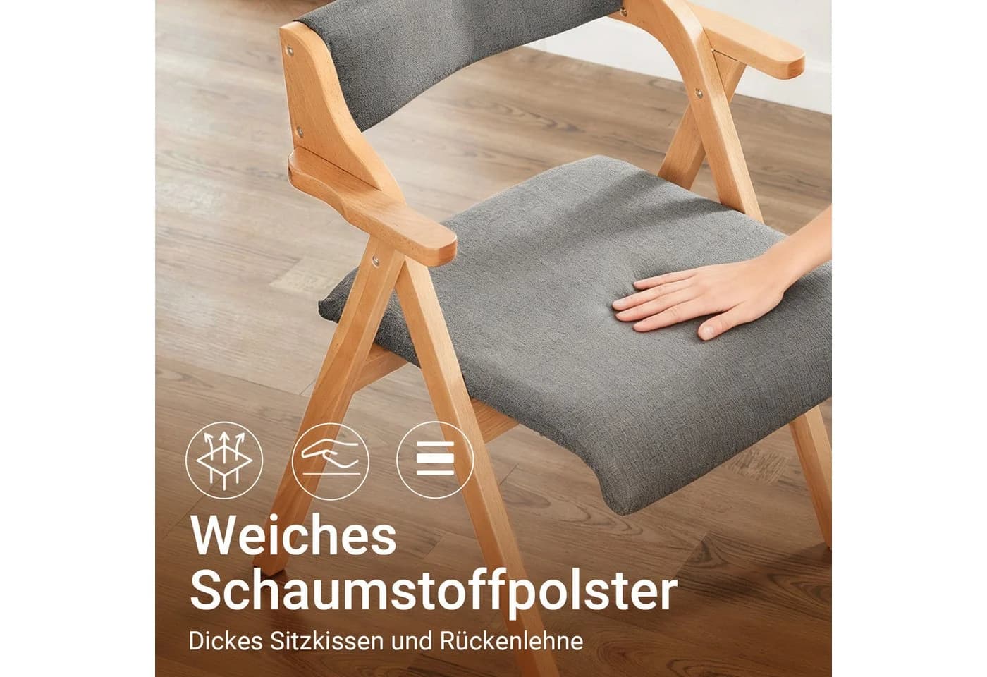 SoBuy Klappstuhl FST98 Grau Buchenholz mit Polster - Bild 4
