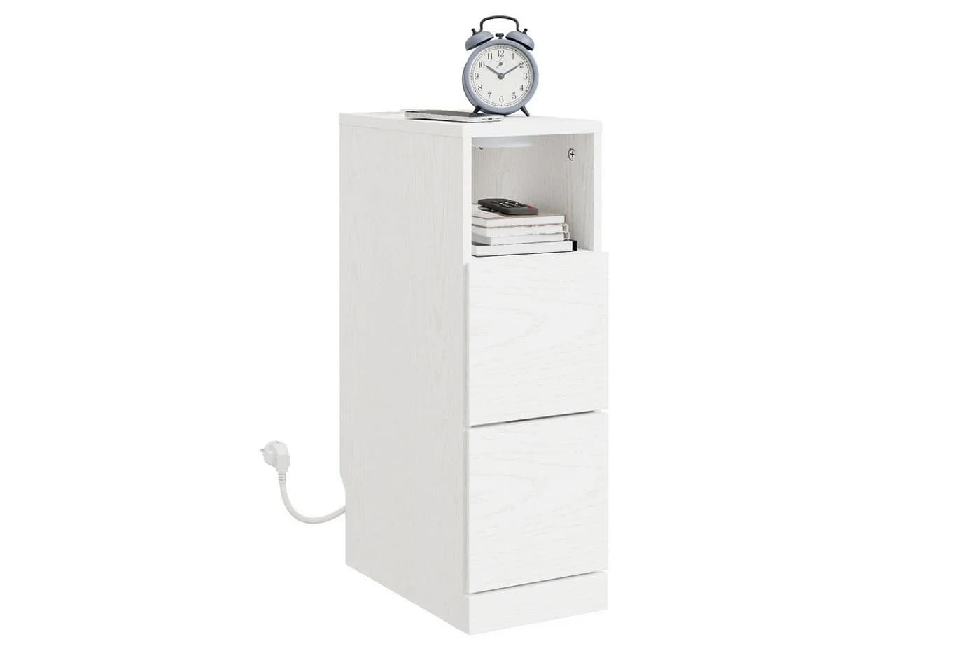 SoBuy Nachttisch FBT149-E Weiß mit Ladefunktion und LED-Sensorleuchte - Bild 2