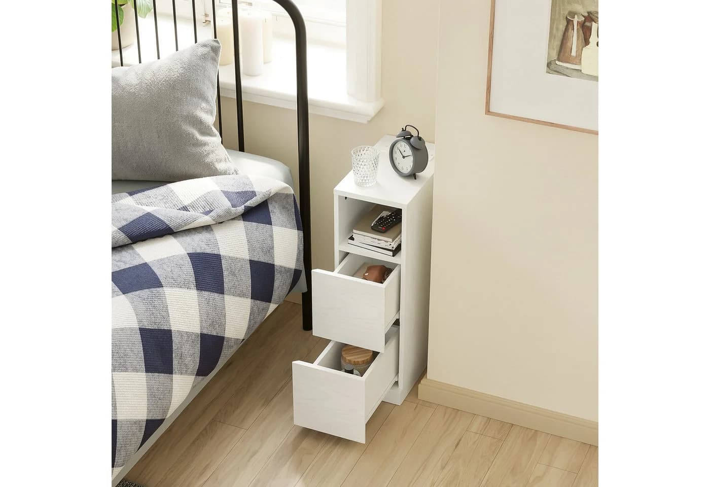 SoBuy Nachttisch FBT149-E Weiß mit Ladefunktion und LED-Sensorleuchte - Bild 5