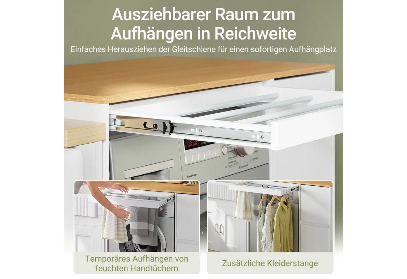 SoBuy Waschmaschinenumbauschrank BZR223 Weiß mit Wäschekorb - Bild 4