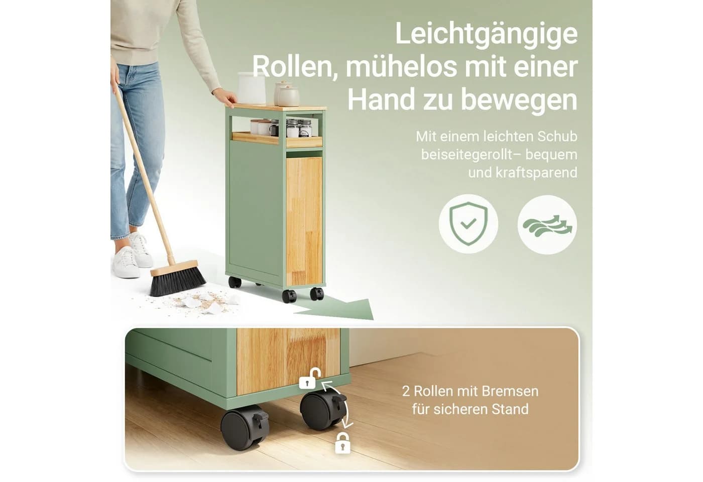 SoBuy Servierwagen NSR14 Grau-Grün 20cm Schmal - Bild 5