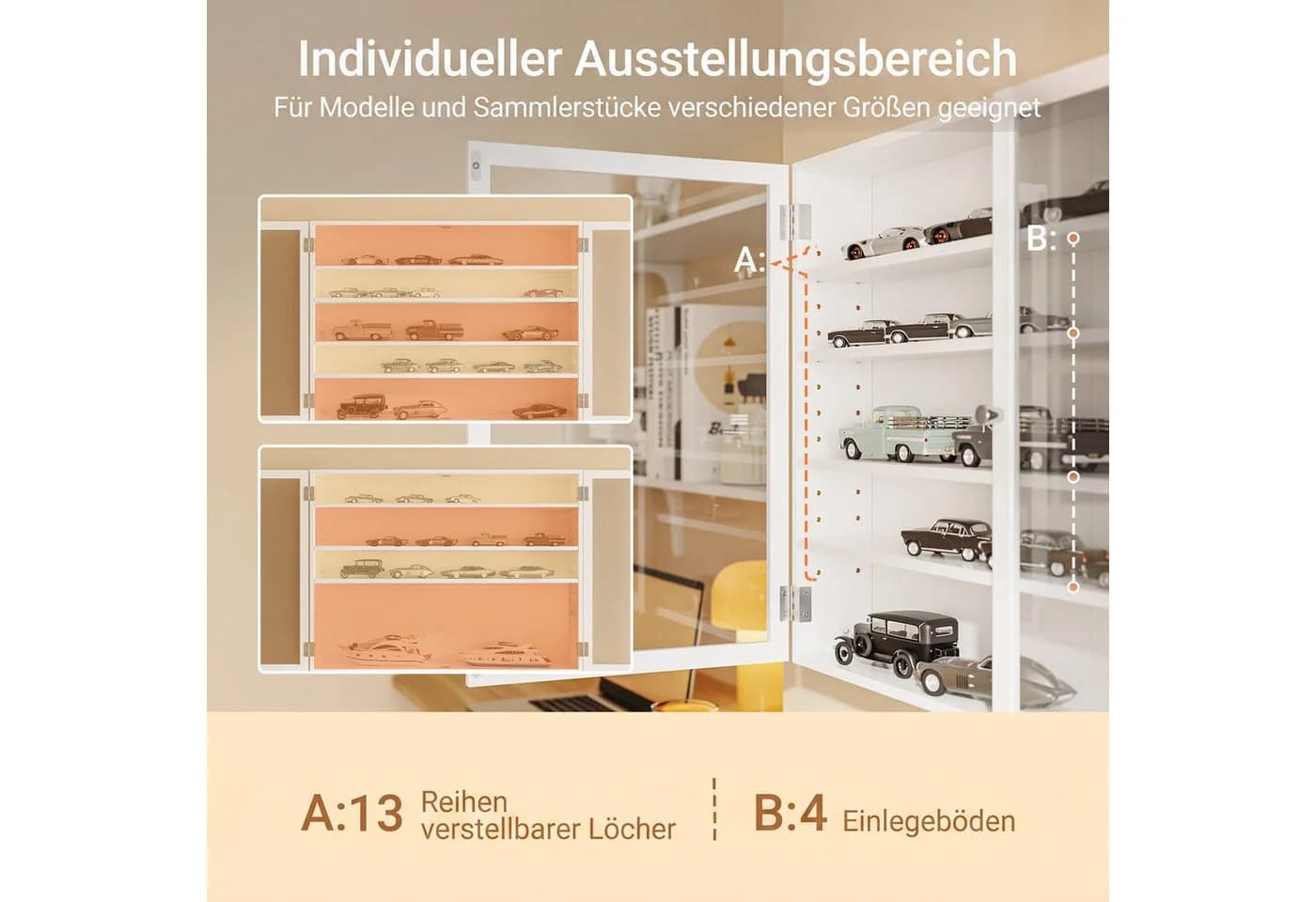 SoBuy Hängevitrine FSB113 Weiß Schmal 12,2cm - Bild 3