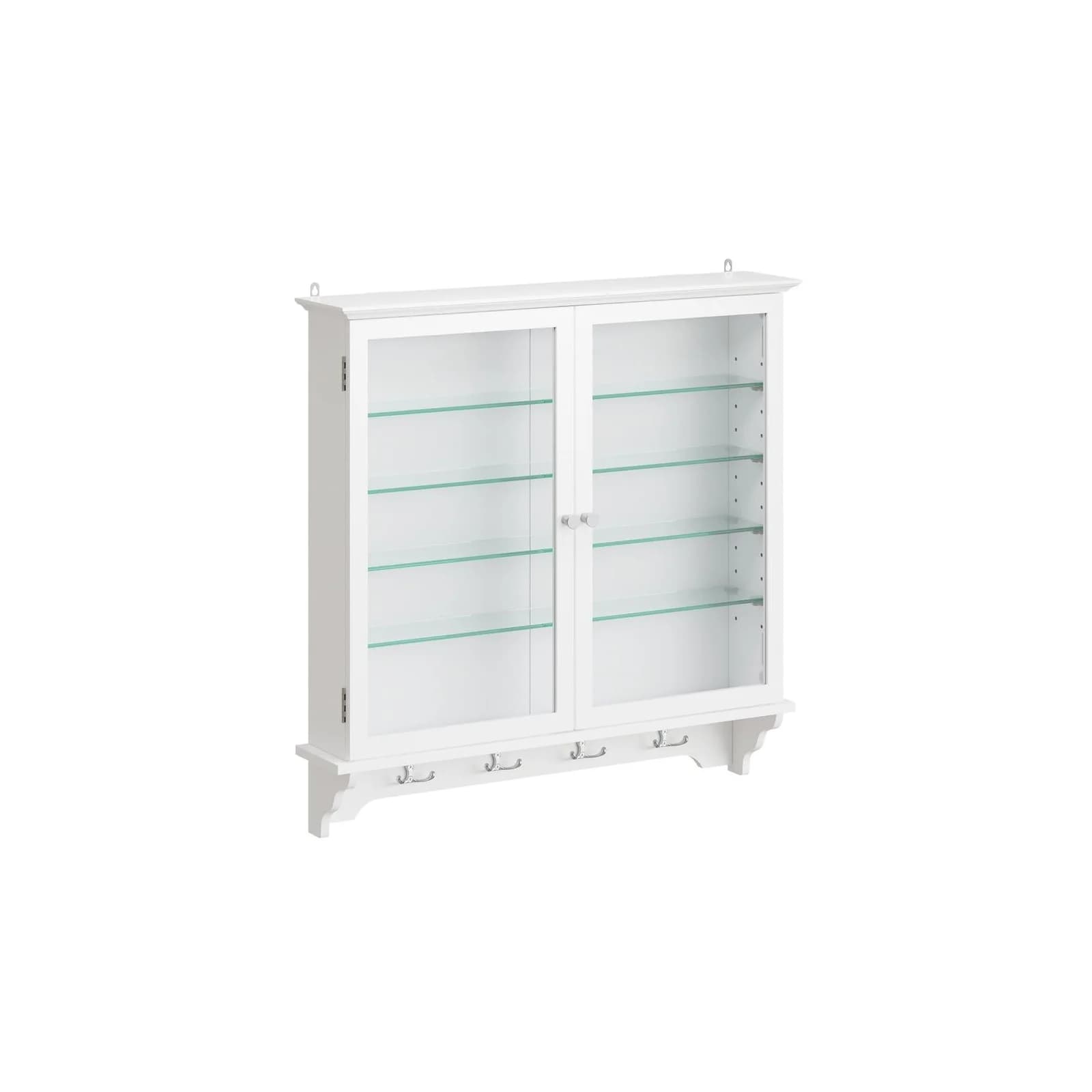 SoBuy Hängevitrine FSB114-E Weiß mit LED-Sensor & 4 Glasböden