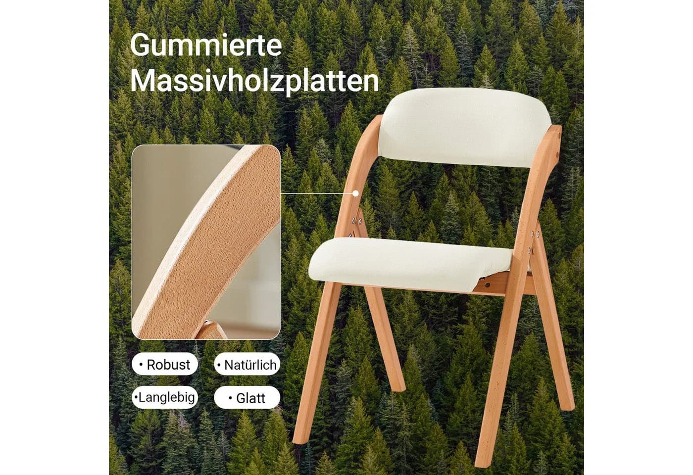 SoBuy Klappstuhl DE-FST92 Esszimmerstuhl Ergonomisch Faltbar Küche Balkon Büro Holzstuhl - Bild 4