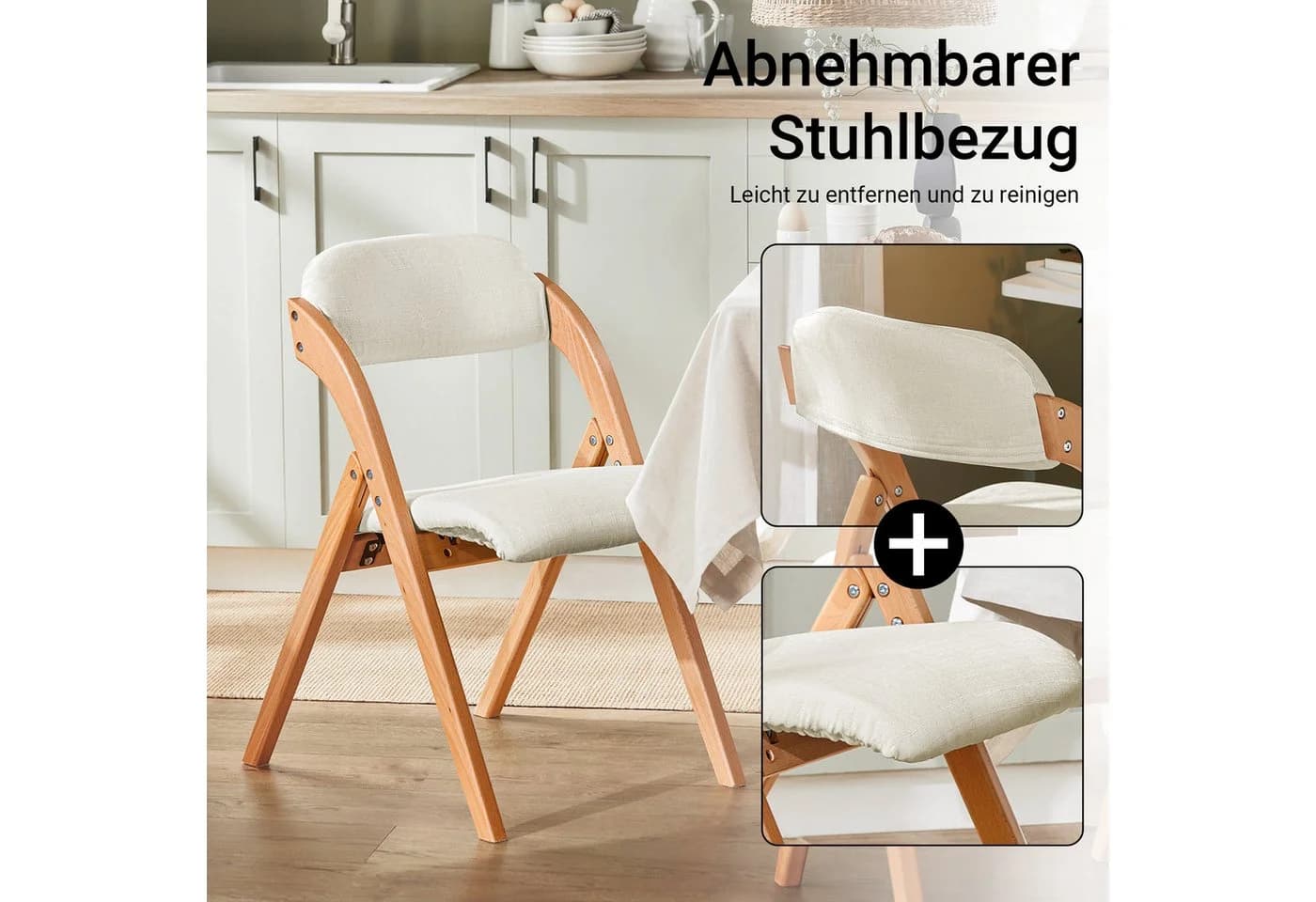 SoBuy Klappstuhl DE-FST92 Esszimmerstuhl Ergonomisch Faltbar Küche Balkon Büro Holzstuhl - Bild 5