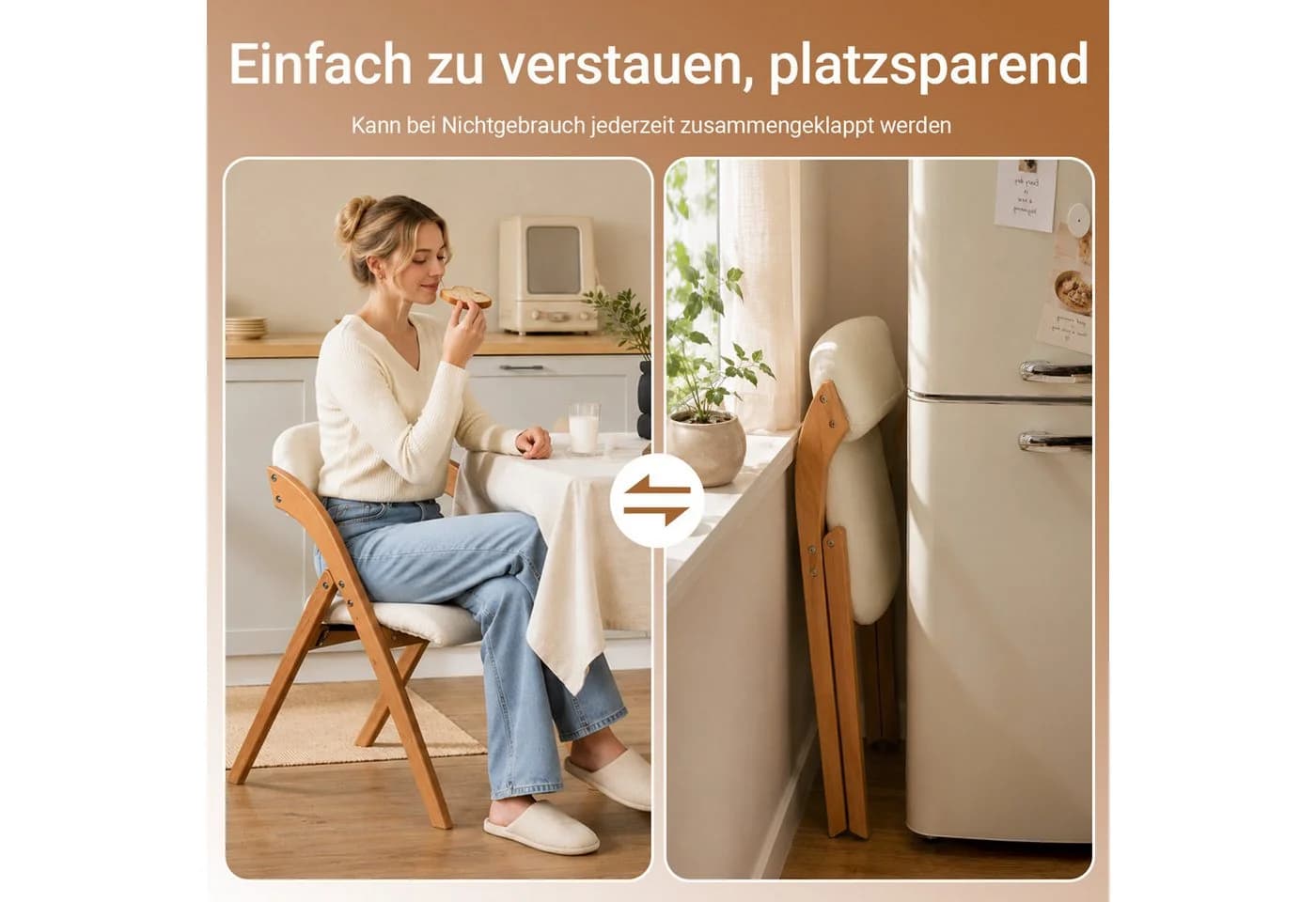 SoBuy Klappstuhl FST92 Weiß Buche gepolstert