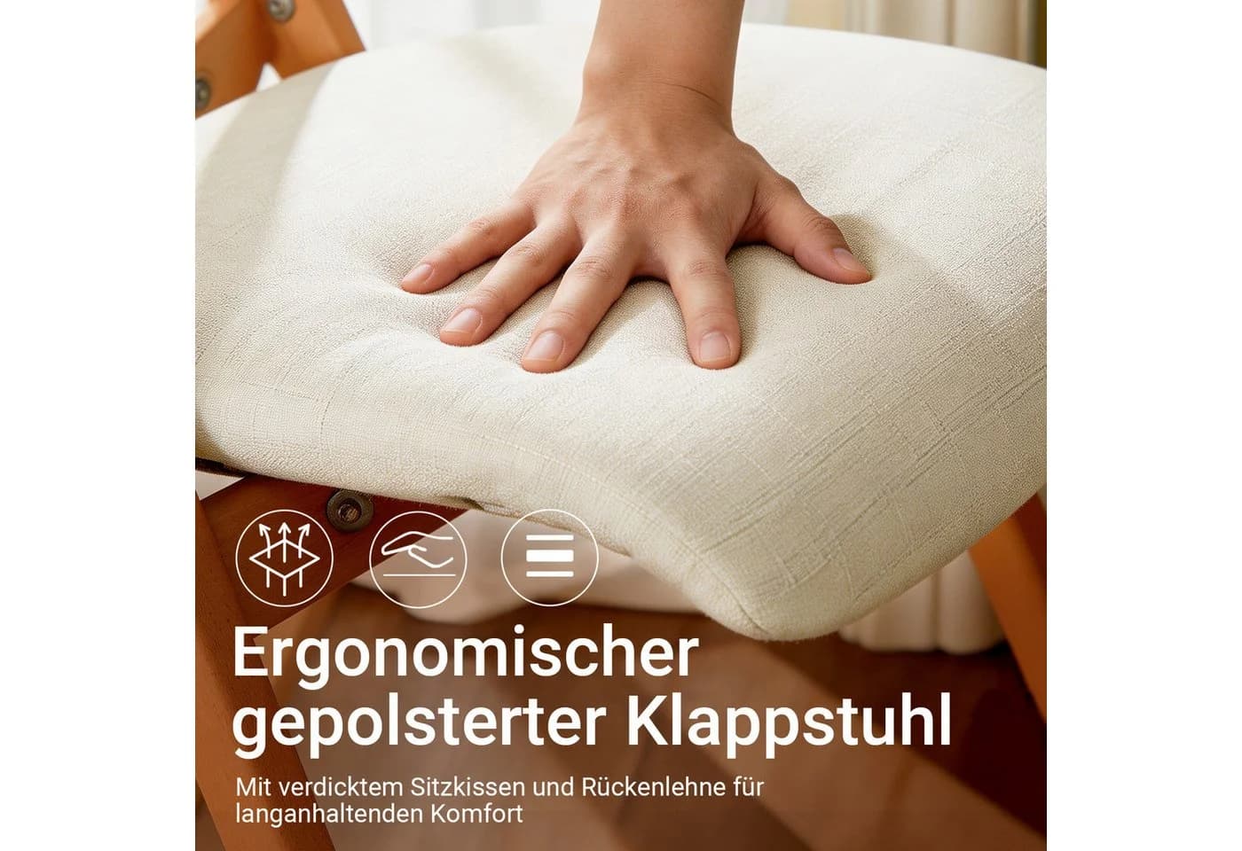 SoBuy Klappstuhl FST92 Weiß Buche gepolstert - Bild 3