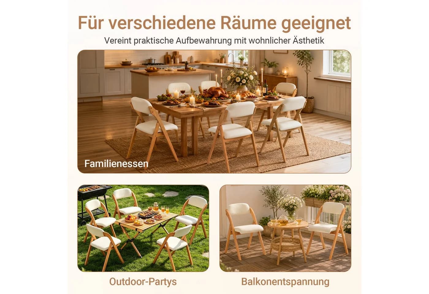SoBuy Klappstuhl FST92 Weiß Buche gepolstert - Bild 4