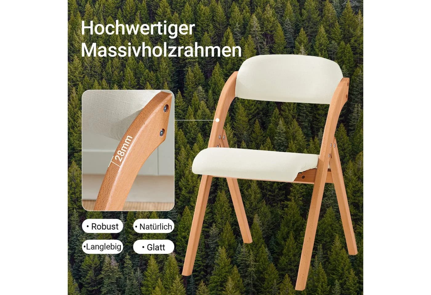 SoBuy Klappstuhl FST92 Weiß Buche gepolstert - Bild 5