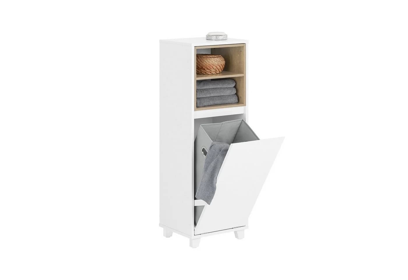SoBuy Wäscheschrank BZR146 Badschrank Weiß/Dunkelgrau - Bild 2