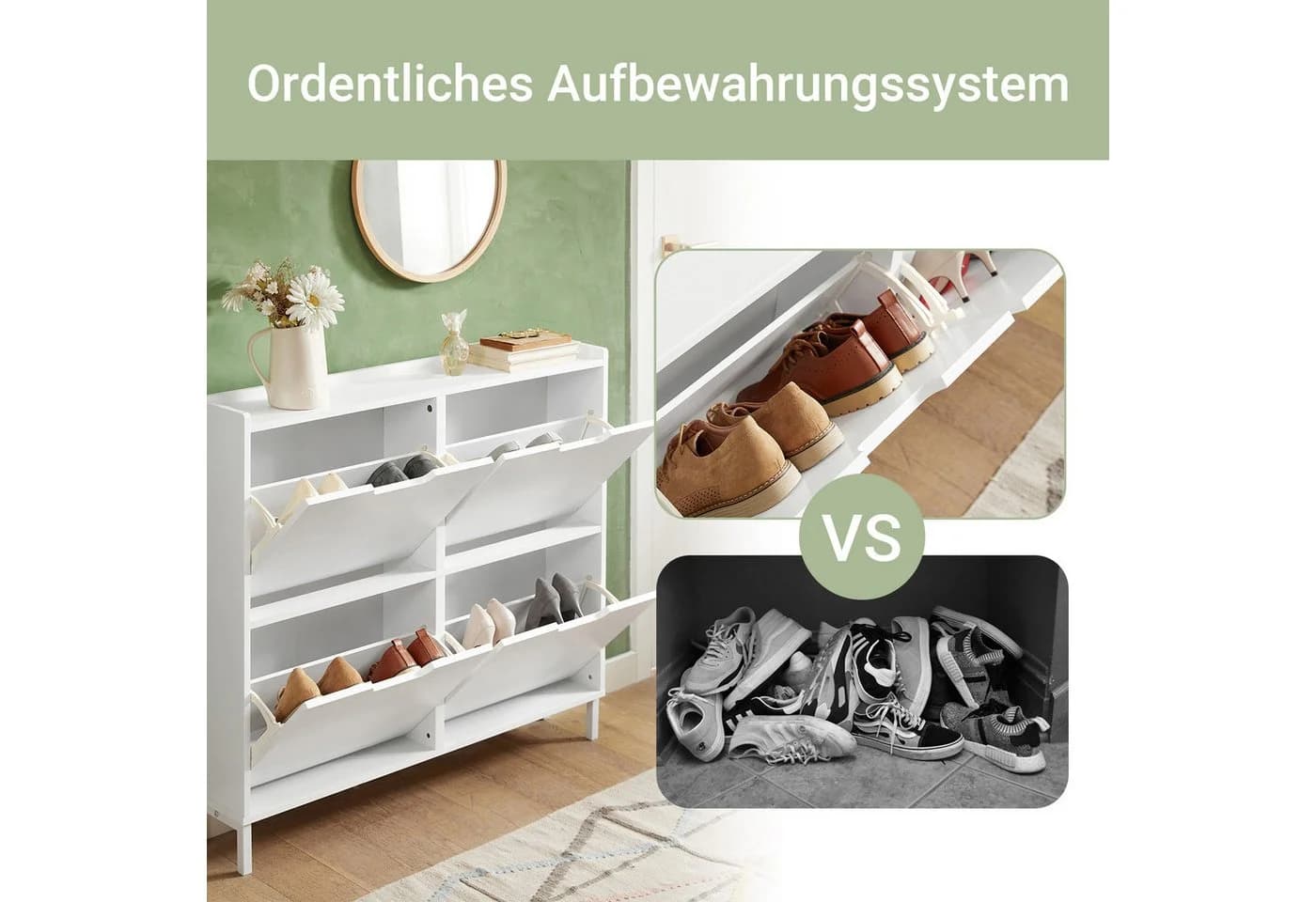 SoBuy Schuhschrank FSR100 Weiß/Schwarz mit 4 Klappen - Bild 4