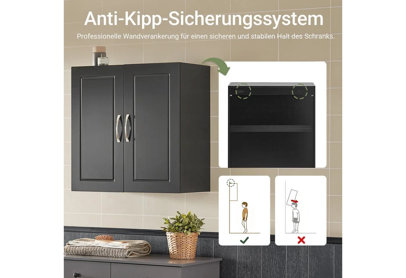 SoBuy Hängeschrank FRG231 Wandschrank Badezimmerschrank Küchenschrank Badschrank mit verstellbaren Ablagen - Bild 4