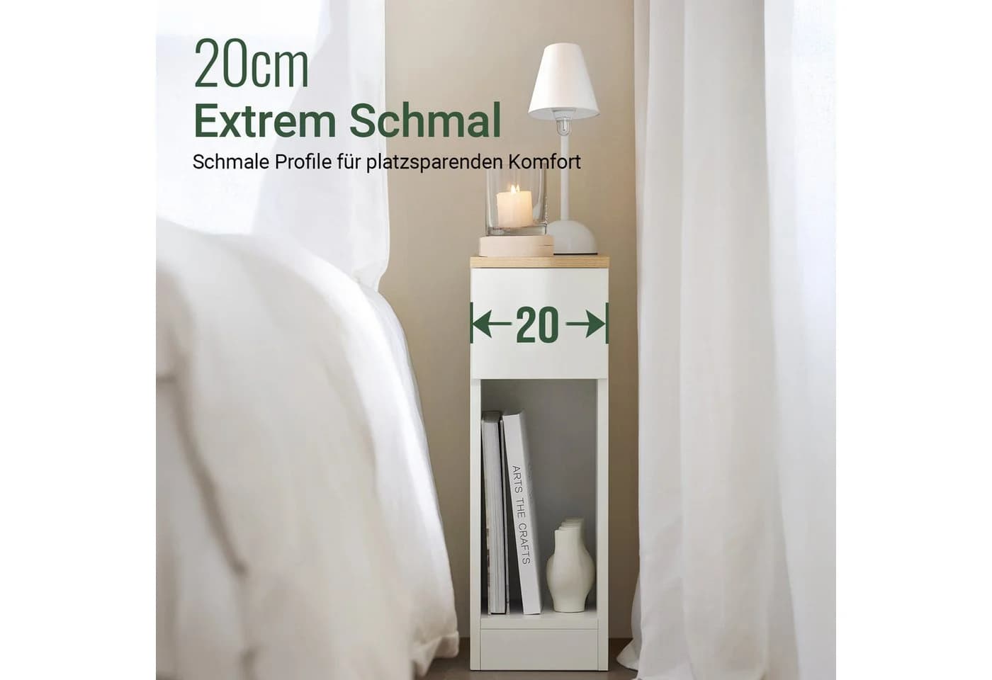 SoBuy Nachtschrank FBT111 Nachttisch schmal Beistelltisch Zeitschriftenhalter Nachtkommode mit Schublade - Bild 3